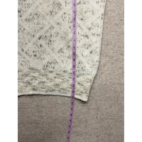 Vintage 90s Liz Claiborne Cream Turtleneck Sweater Diamond Neutral Wool Blend M - Picture 7 of 7